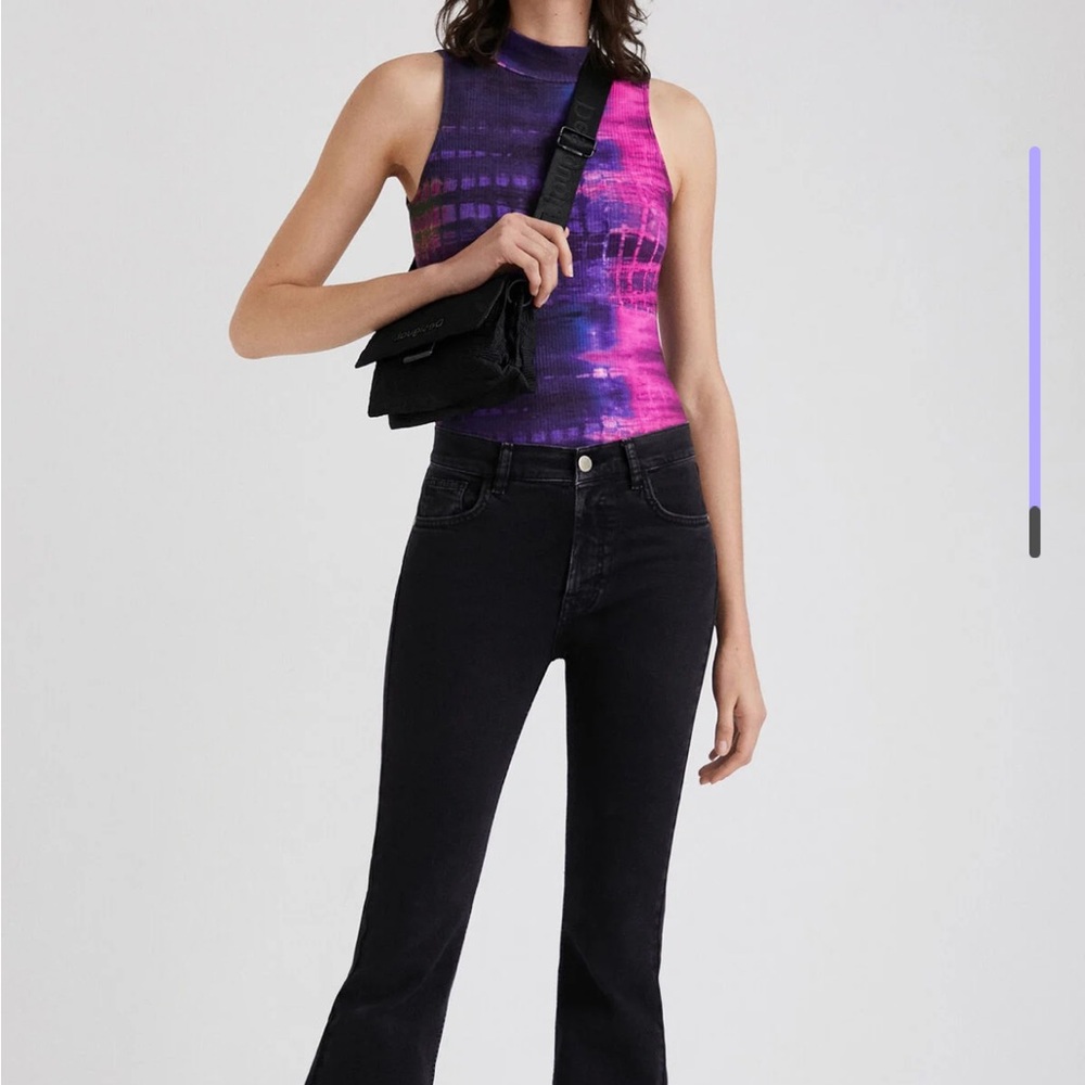 🩷 Desigual Purple, Pink and gray Tie-Dye Sleeveless open back Bodysuit